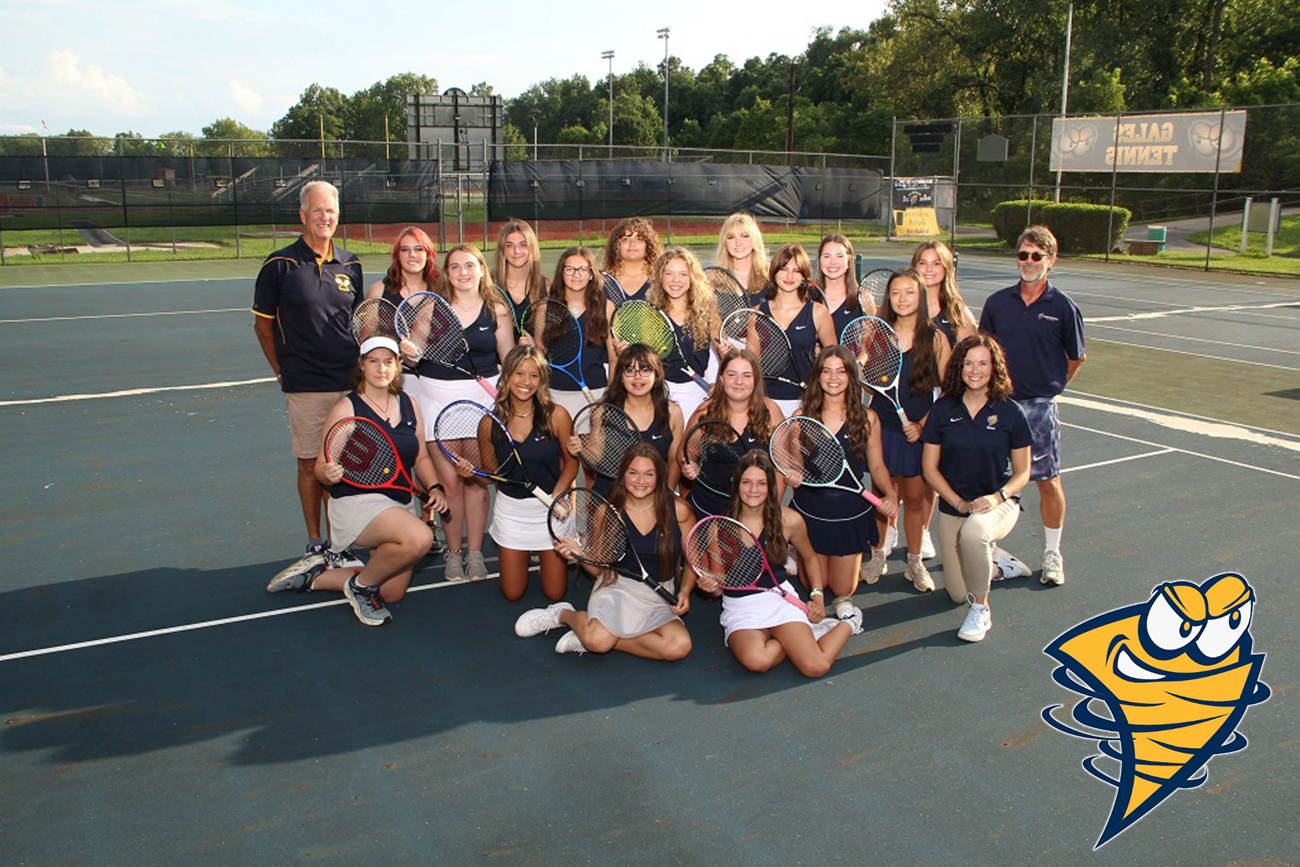 girls tennis team team with coach