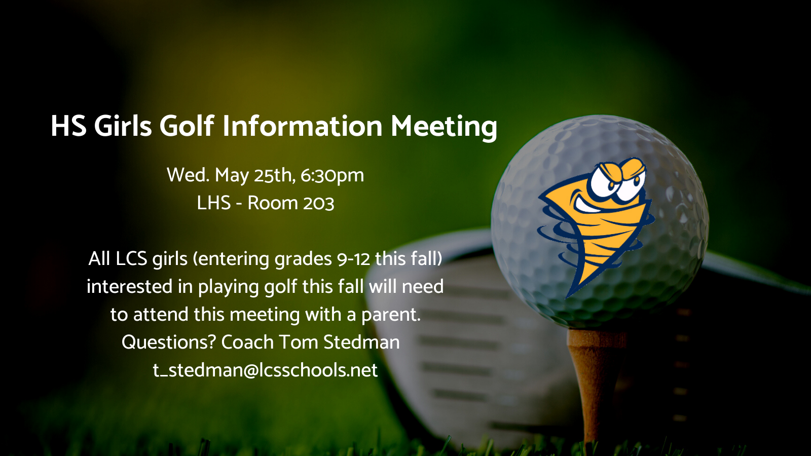 HS Girls Golf Information Meeting ad